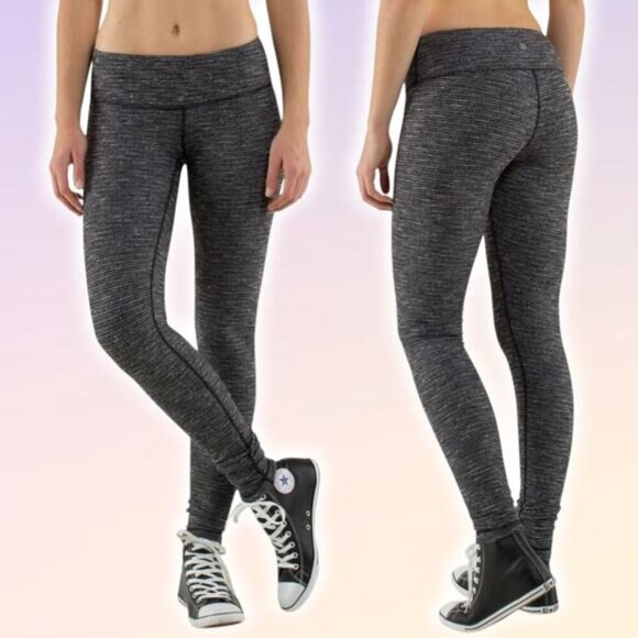 LULULEMON Wunder Under Pant Size 6 Coco Pique Black White / Black - Picture 1 of 11